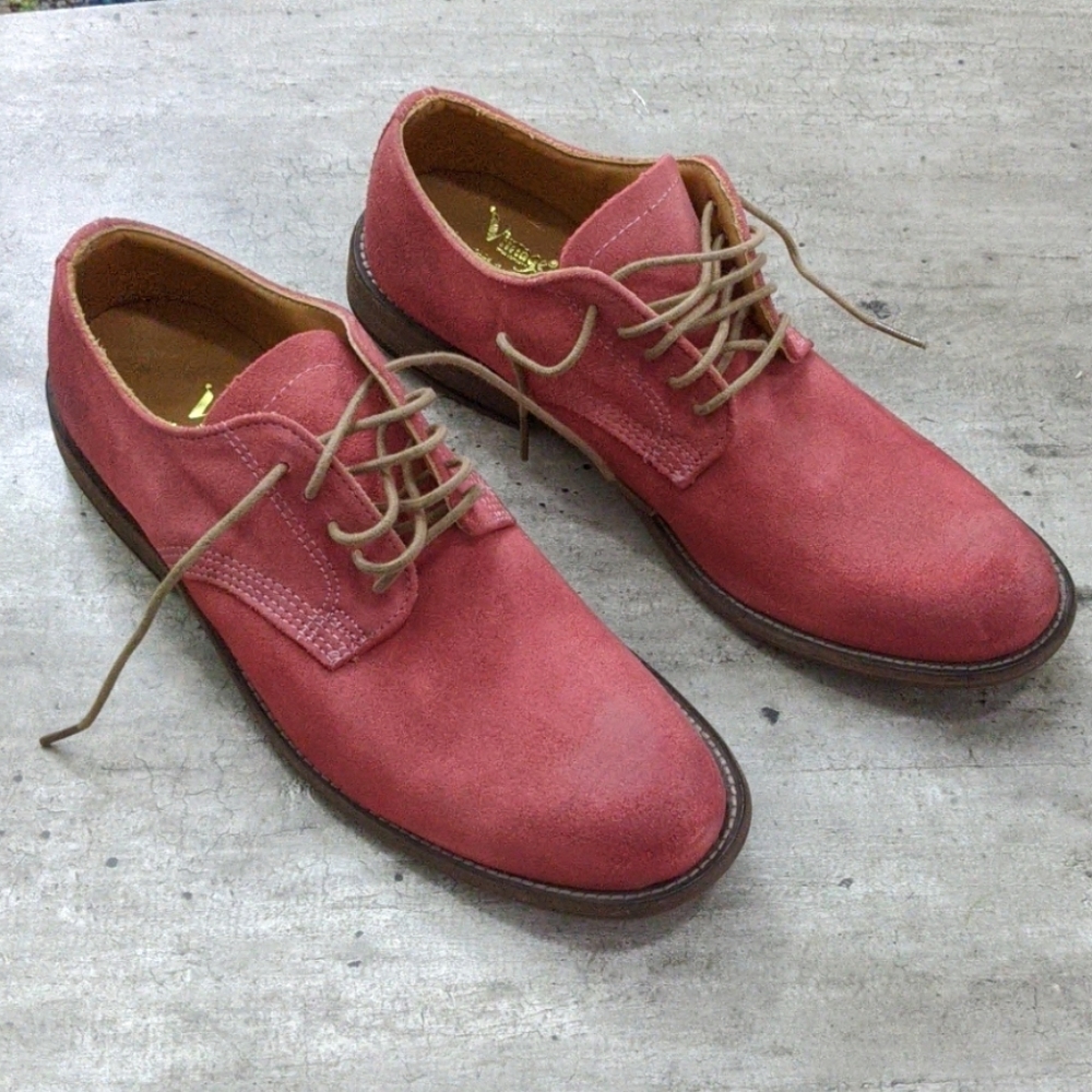 Vintage Shoe Company Pink/Red Suede Derby